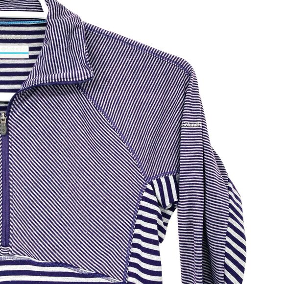 Columbia Shirt Women’s Size‎ M Heather Striped 1/4 Zip Long Sleeve Mock Neck - Picture 8 of 11